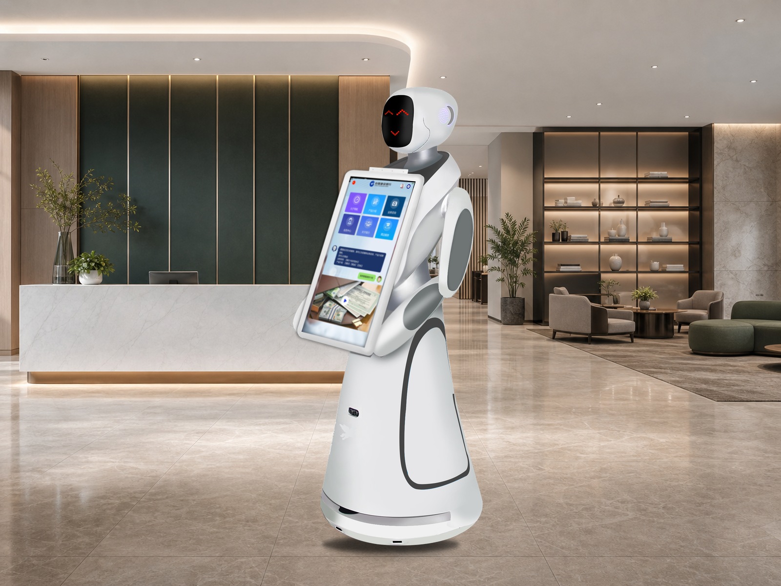 Amy intelligent reception robot operating-scene visual for lobby guidance